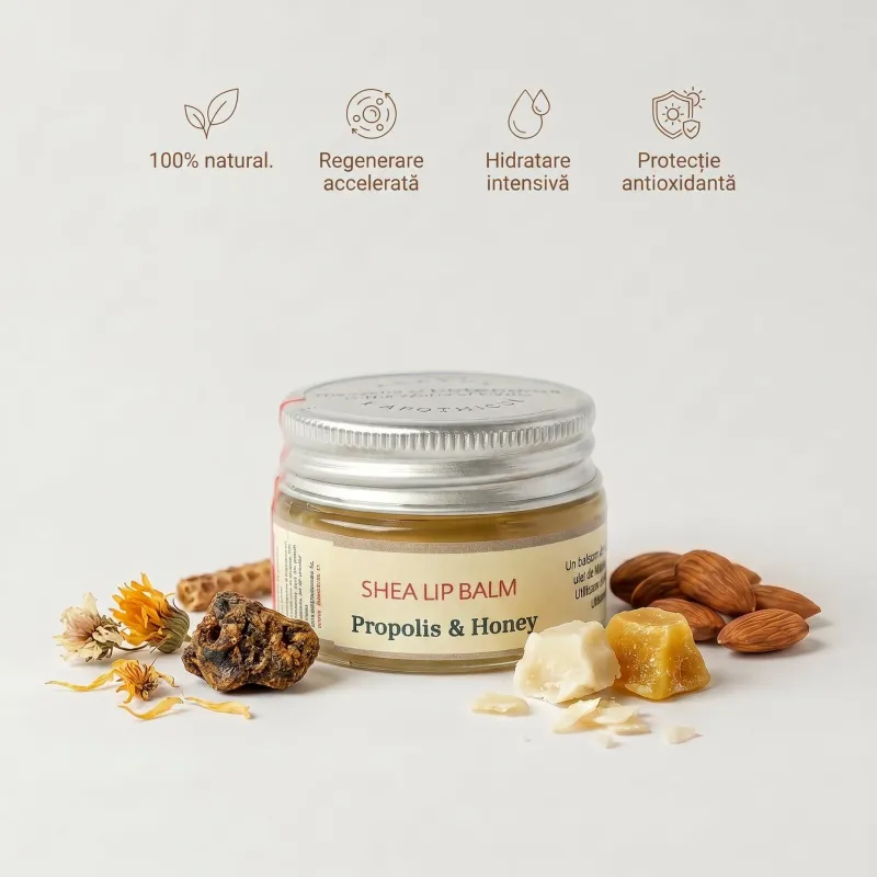 Balsam de buze cu unt de Shea, Propolis și Miere