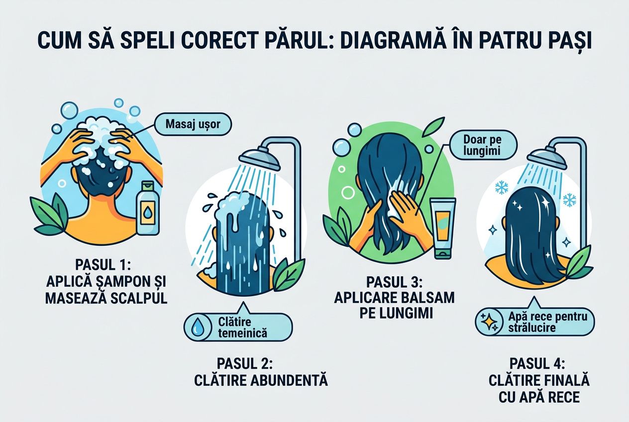 Pașii spălării corecte a părului